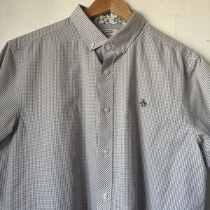 Penguin by Munsingwear Button down Classic Preppy Grey Gingham Men's Large L